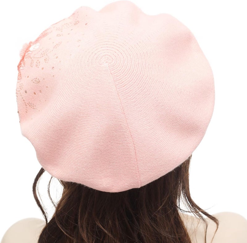 ZLYC Womens French Beret hat, Reversible Solid Color Mosaic Warm Beret Cap for Girls - Image 3